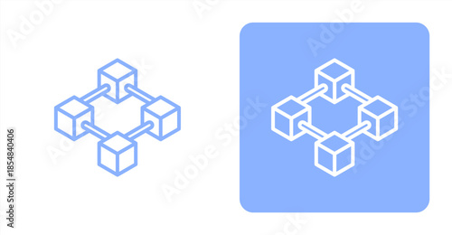 Blockchain Line , Two-tone color and contrasting background icon illustration