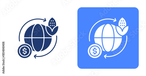 Trade Glyph , Two-tone color and contrasting background icon illustration