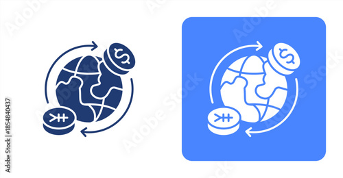 Currency Glyph , Two-tone color and contrasting background icon illustration