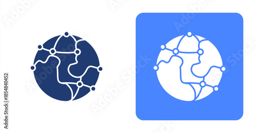 Globalization Glyph , Two-tone color and contrasting background icon illustration