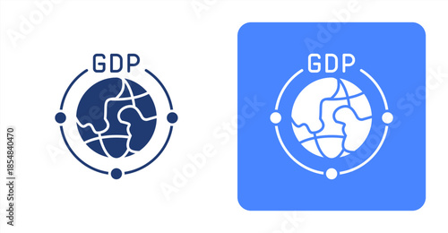 Gdp Glyph , Two-tone color and contrasting background icon illustration
