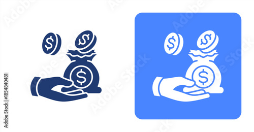 Capital Glyph , Two-tone color and contrasting background icon illustration