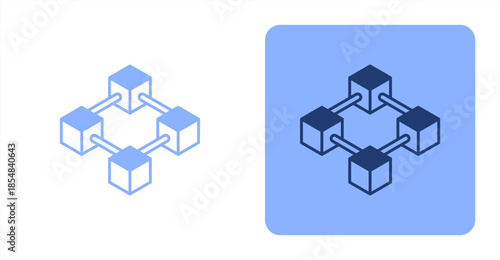Blockchain Mixed , Two-tone color and contrasting background icon illustration