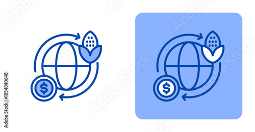 Trade Line Color , Two-tone color and contrasting background icon illustration