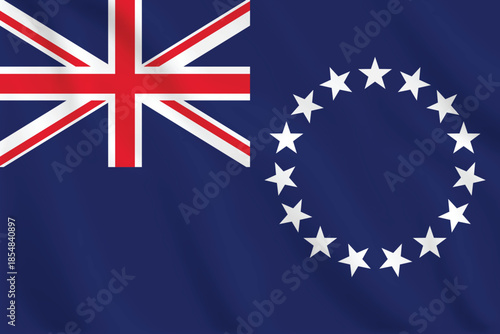 3d illustration waving flag of Cook Islands. Vector flag of Cook Islands. Symbol of Cook Islands.