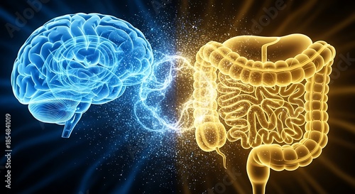 3D Medical Visualization of the Brain-Gut Connection Between Intestines and Mind Intelligence