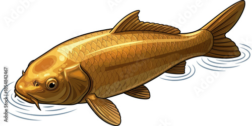 gilded current of prosperity an emblem of abundance flowing through calm waters, vector isolated on transparent background