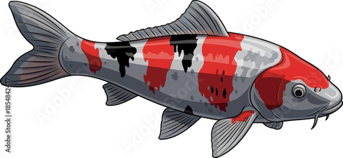 graphic grace a bold kois unstoppable journey of resilience and fortune, vector isolated on transparent background