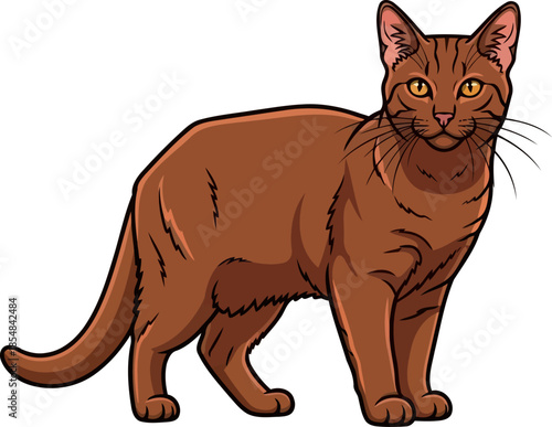 iconic auburn feline the embodiment of sleek sophistication and keen observation, vector isolated on transparent background