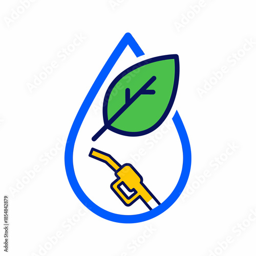 Eco-Friendly Fuel Concept with Leaf and Gas Pump Icon Representing Sustainable Energy and Green Technology