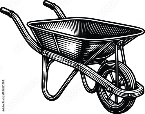 cart carry sand vector hand drawn illustration