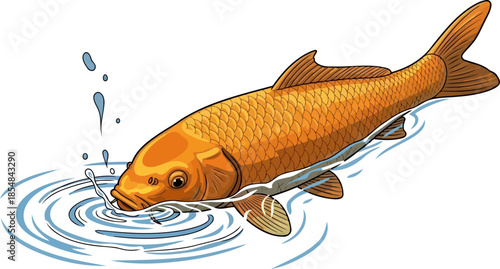 surface shimmer golden life emerges, symbolizing fortunes flow and prosperous beginnings, vector isolated on transparent background