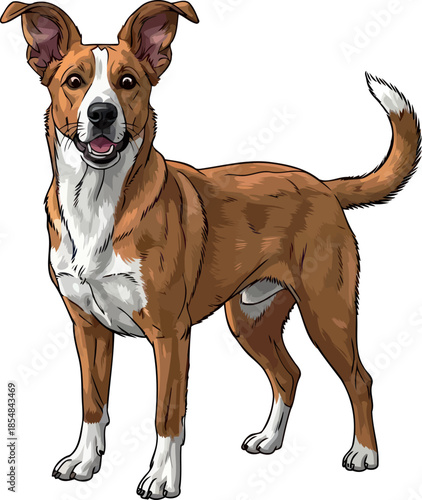 wagging wonder animated canine charm ready for your creative projects, vector isolated on transparent background