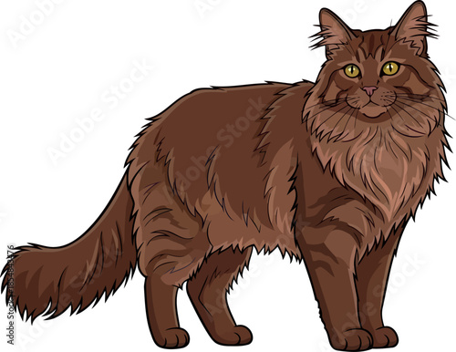 warm whisker wisdom a brown cats illustrated character with gentle, expressive charm, vector isolated on transparent background