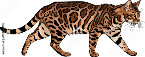 wild markings bengal cats primal grace, a symphony of untamed beauty, vector isolated on transparent background