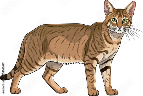 wild stripes, green gaze an exotic felines untamed domestic beauty, vector isolated on transparent background