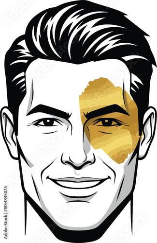 Mans Face with Gold Highlight A Stylish Portrait.