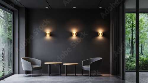 Modern minimalist waiting area with large windows