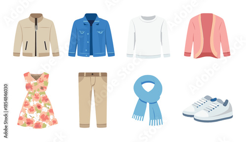 Colorful variety of fashion apparel and accessories