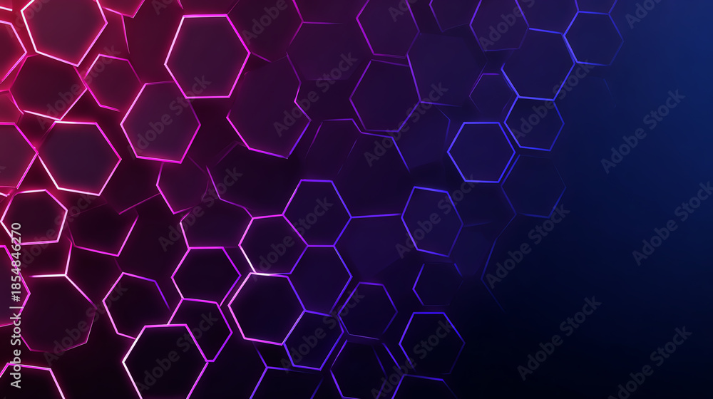 Fototapeta premium Dynamic hexagonal patterns with vibrant colors create an engaging and modern backdrop for design projects.
