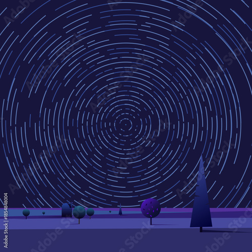 Stars in exposured motion background vector illustration landscape. Science of space and astronomy