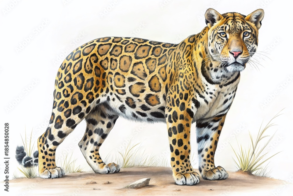 Obraz premium Learn to Draw a Jaguar: Easy Step-by-Step Guide with Copy Space for Text