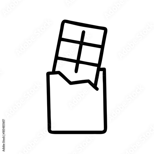 Chocolate bar partially unwrapped in brown paper packaging  