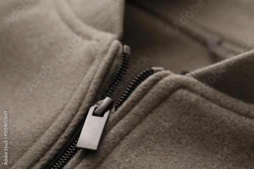 close up of a jacket with a zipper