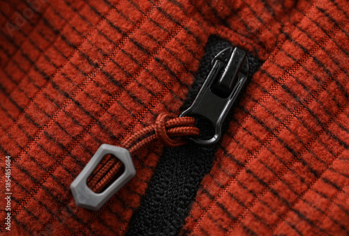 close up of a jacket with a zipper