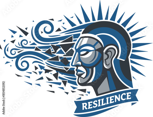 Resilience Concept with Human Profile and Wind Illustration.