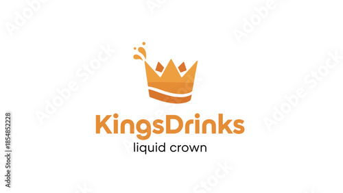 KingsDrinks Professional Logo Design with Golden Liquid Crown Icon and Modern Typography