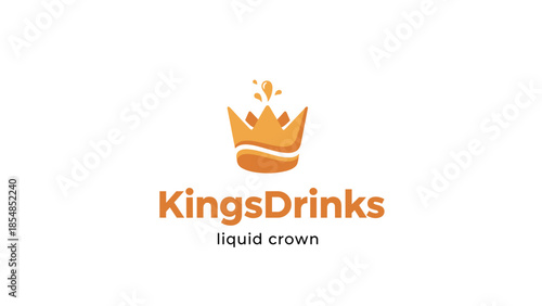 KingsDrinks Professional Logo Design with Golden Liquid Crown Icon and Modern Typography