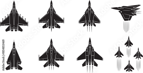 Fighter jets in flight, military aircraft, aerial combat airplanes