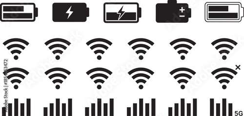 Mobile status bar icons with battery wifi signal and network data