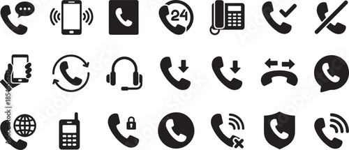 Collection of communication and phone call icons transparent