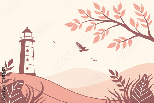 Lighthouse on the beach illustration