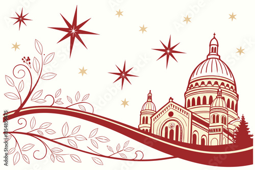 Christmas greeting card with Santa Claus and Big Ben