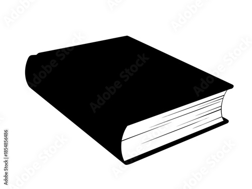 Vector illustration of a thick black book with white pages on a plain background