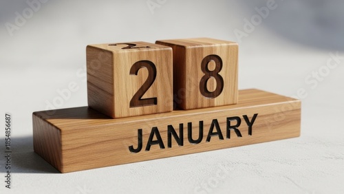 Wooden calendar marking January 28