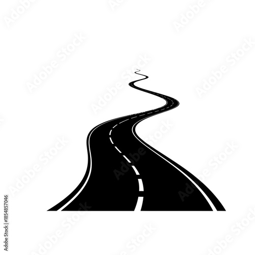 asphalt road with a white background