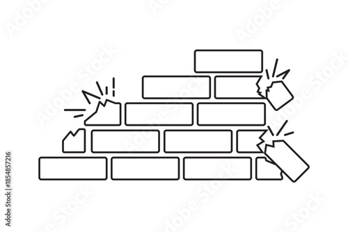 Brick wall build stack stonewall business house. Brick stone icon wall construction architecture vector isolated icon. Eps 10.
