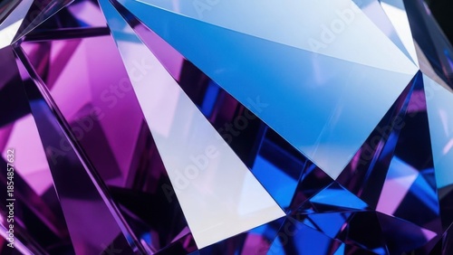 Vibrant crystal facets reflecting purple and blue light