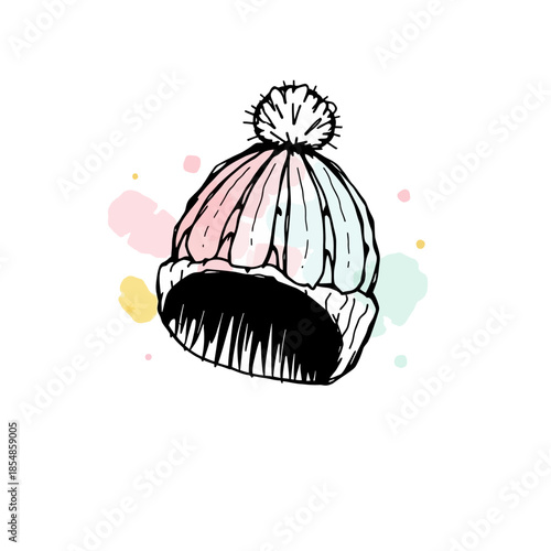 Colorful Winter Beanie Illustration
