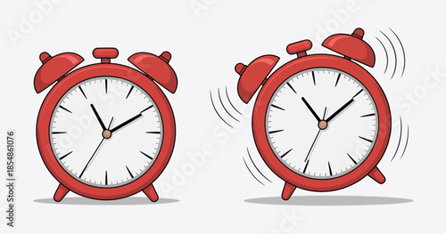 Alarm clock icon in flat style vector illustration for morning wake up time and deadline management concept