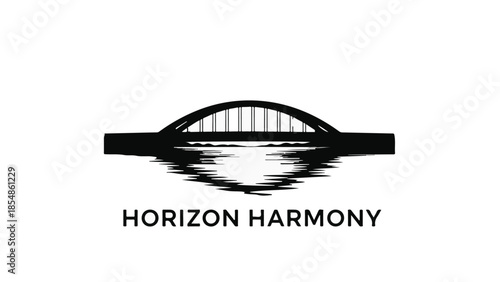 Sleek modern bridge silhouette reflected in calm water at dusk, symbolizing connection and travel.