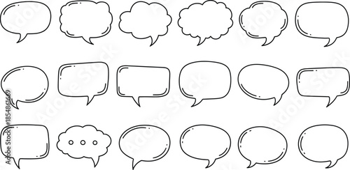 Collection of various comic speech bubbles for dialogue and conversation