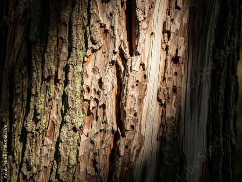 Close-up of tree bark with moss
