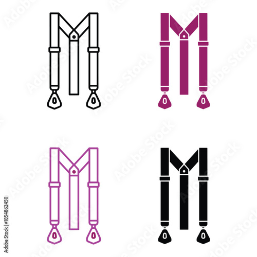 Four Suspenders in Black Purple and Outline Styles