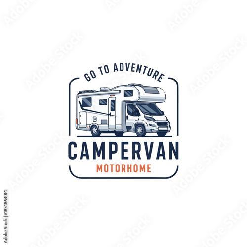 Campervan Motorhome Travel Logo with Modern RV Illustration – Perfect for RV Rental, Road Trip, and Travel Business Branding