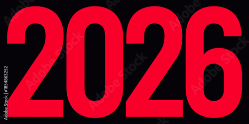 Large red 2026 number on black background for future planning